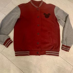 Disney Mickey Mouse Maroon Varsity Jacket Youth Sz S